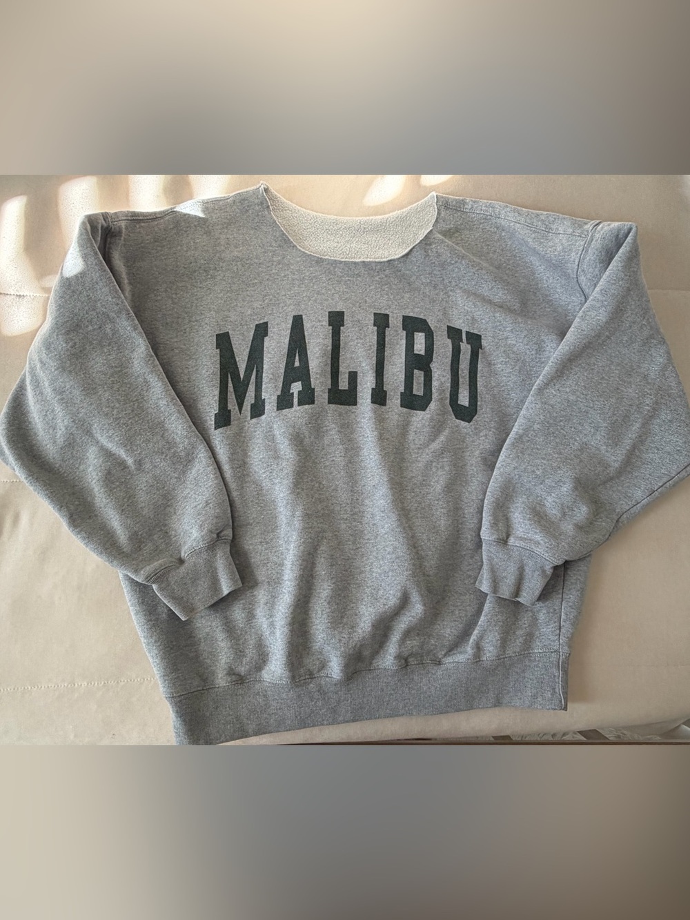 Brandy Melville Malibu Graphic Crewneck Sweatshirt - Gray